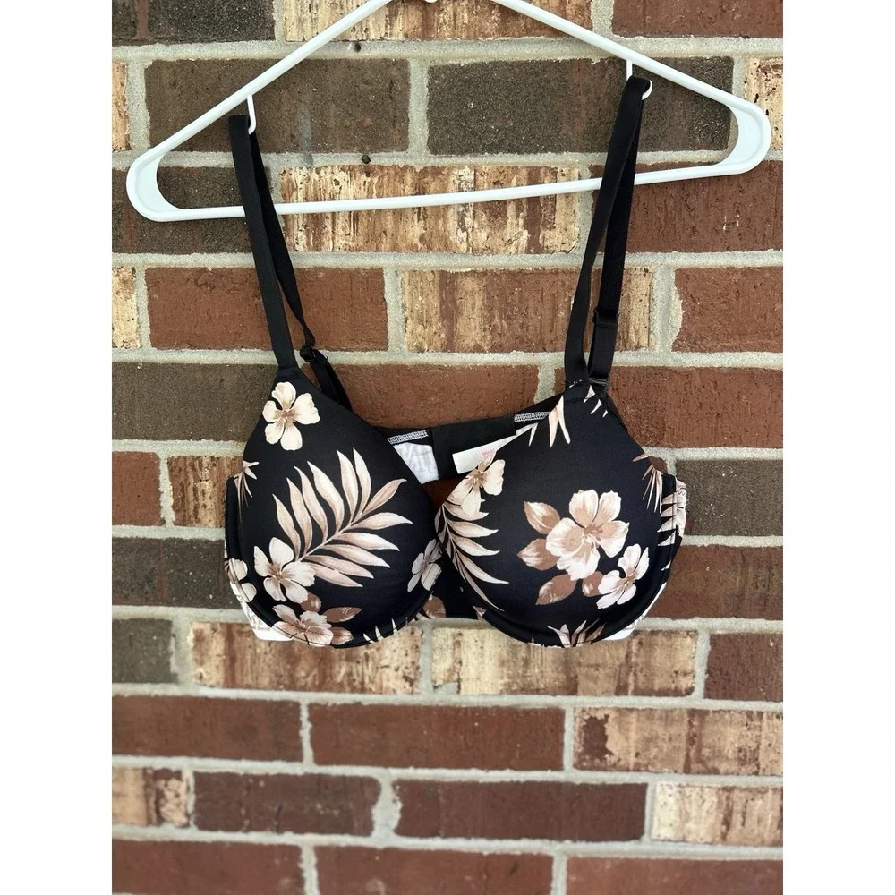 Pink Victoria's Secret Bra 36D Wear Everywhere T Shirt Lightly Lined Black Tan